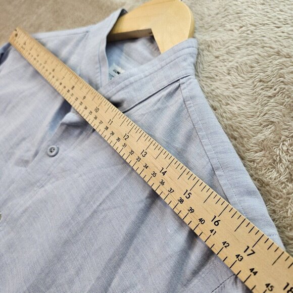 J. Lindeberg Shirt Slim Fit Mandarin Collar Light Blue Casual Men's Size M - Picture 7 of 10